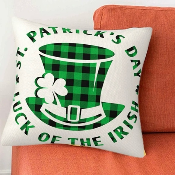 Other - St. Patrick's Day Green Plaid Pillow Cover